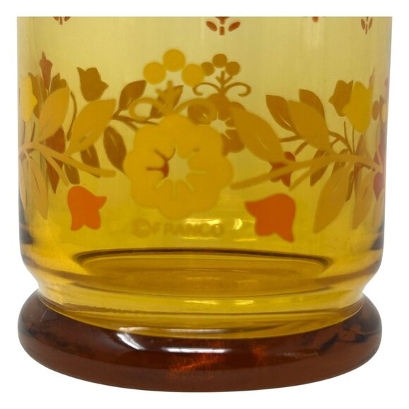 Set Of 2 Vintage Libbey Franco Amber Floral Glasses 1960s MCM Drinkware Retro - Picture 2 of 16
